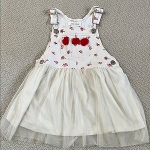 EMMA & ELSA White Canvas Floral Tulle Jumper with Red Accents‎ 4T